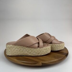 New NWOB Womens Andre Assous Calesa Nude Braided‎ Platform Wedge Sandals Size 39